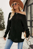 Boat Neck Dropped Shoulder Knit Top - Trendsi - Flyclothing LLC