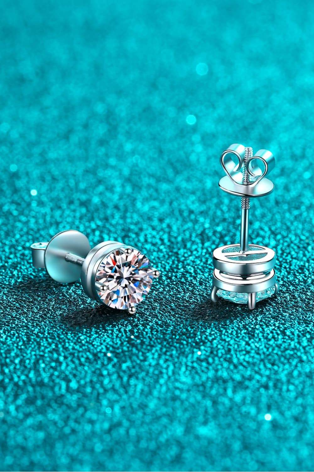 2 Carat Moissanite Rhodium-Plated Stud Earrings - Trendsi - Flyclothing LLC
