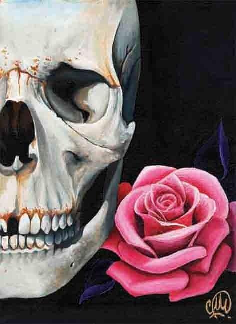 Christina Ramos Rose & Skull Print - Lowbrow Art Company