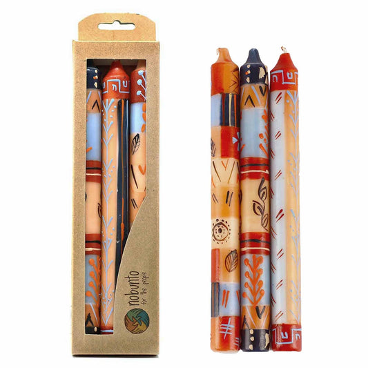 Hand Painted Candles in Uzushi Design (three tapers) - Nobunto - Nobunto