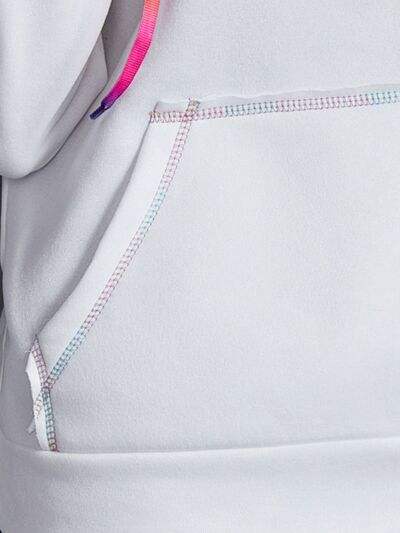 Contrast Stitching Drawstring Raglan Sleeve Hoodie - Trendsi - Flyclothing LLC