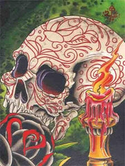 2 Cents Skull & Candle Print - Lowbrow Art Company