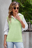 Quarter-Zip Ribbed Sweater Vest - Trendsi