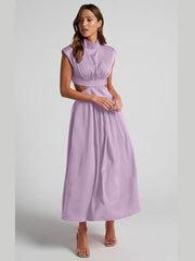 Cutout Mock Neck Sleeveless Dress - Trendsi