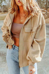 Zip-Up Drawstring Hooded Jacket - Trendsi - Flyclothing LLC