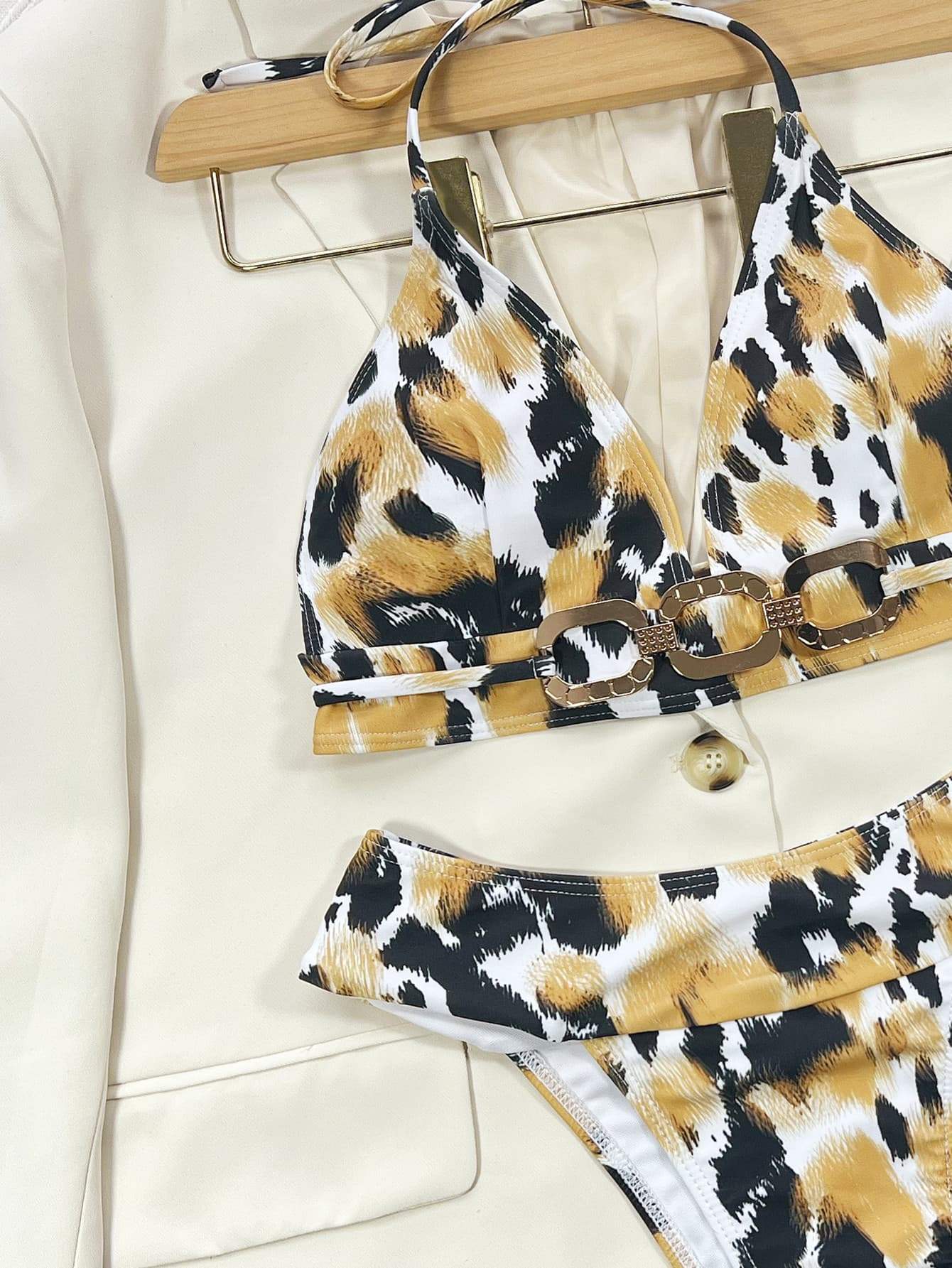 Animal Print Halter Neck Bikini Set - Trendsi - Flyclothing LLC