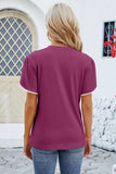 Round Neck Petal Sleeve T-Shirt - Trendsi - Flyclothing LLC