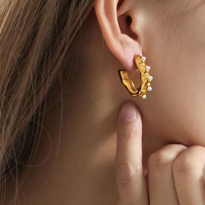 Synthetic Pearl 18K Gold-Plated Earrings - Flyclothing LLC