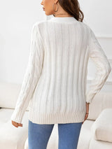 Button Down Cable-Knit Cardigan - Trendsi - Flyclothing LLC