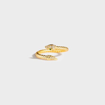 Snake Shape 18K Gold-Plated Bypass Ring - Trendsi