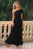 One-Shoulder Ruched Maxi Dress - Trendsi - Flyclothing LLC