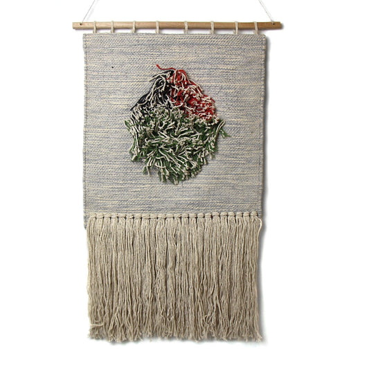 Handwoven Boho Wall Hanging, Neutral with Pop of Color - Asha Handicrafts