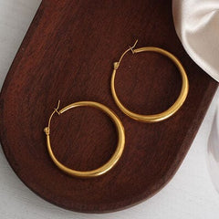 18K Gold-Plated Hoop Earrings - Trendsi