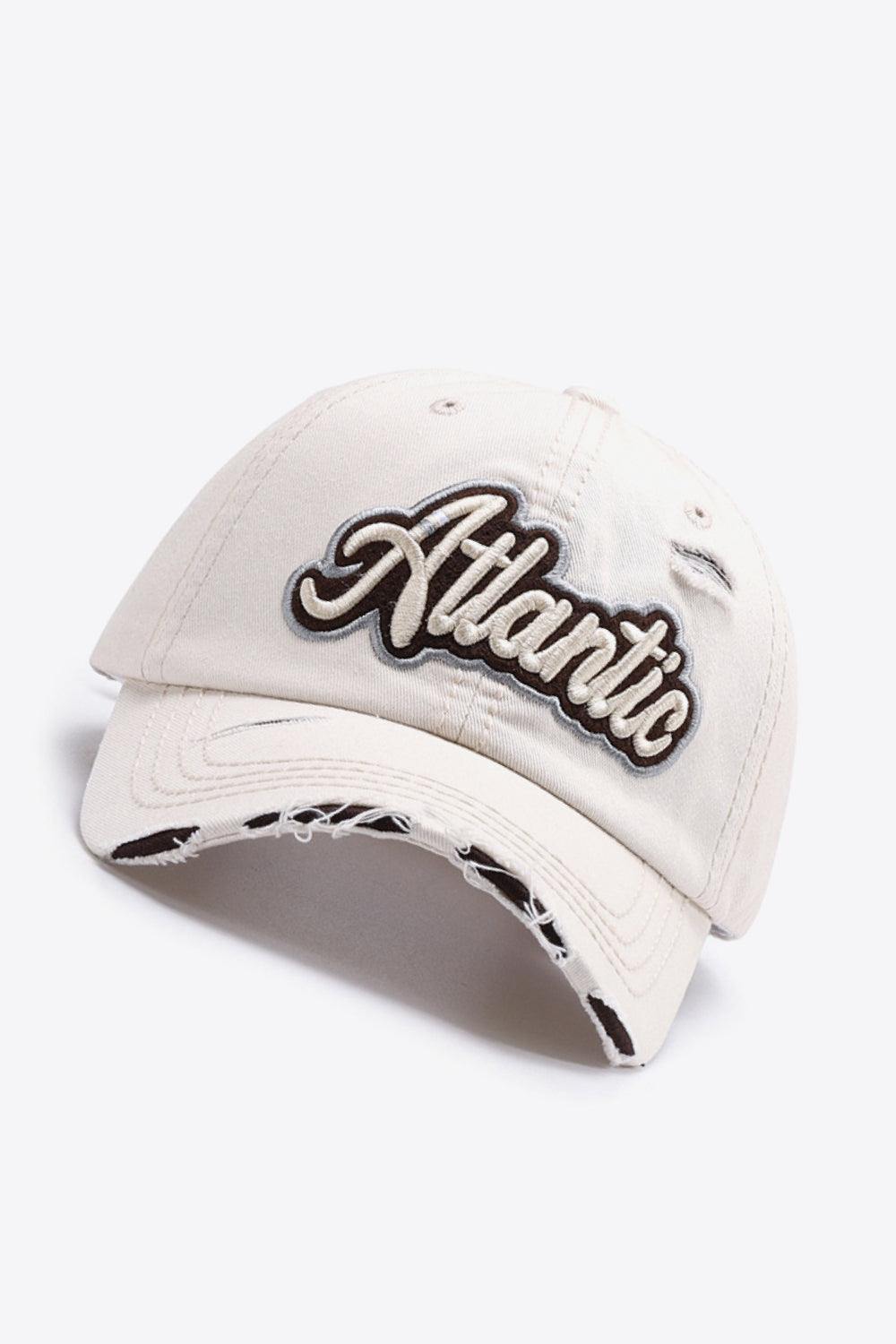 ATLANTIC Graphic Distressed Baseball Cap - Trendsi