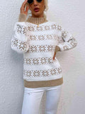 Snowflake Pattern Mock Neck Sweater - Trendsi