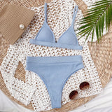 Spaghetti Strap Ribbed Bikini Set - Trendsi - Flyclothing LLC
