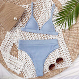Spaghetti Strap Ribbed Bikini Set - Trendsi - Flyclothing LLC