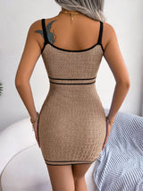 Contrast Spaghetti Strap Cutout Sweater Dress - Trendsi - Flyclothing LLC