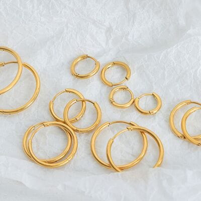 18K Gold-Plated Huggie Earrings - Trendsi