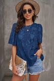 Round Neck Puff Sleeve Blouse - Trendsi - Flyclothing LLC