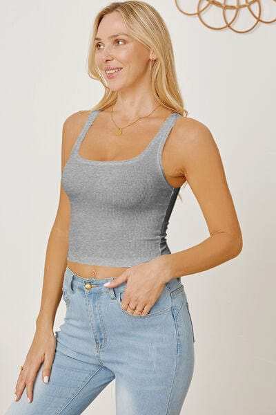 Square Neck Wide Strap Tank - Trendsi - Flyclothing LLC