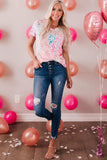 Leopard V-Neck Short Sleeve Tee Shirt - Trendsi - Flyclothing LLC