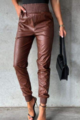 Smocked High Waist Pants with Pockets - Trendsi - Flyclothing LLC