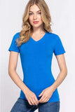 ACTIVE BASIC V-Neck Short Sleeve T-Shirt - Trendsi - Flyclothing LLC