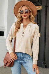 Notched Long Sleeve T-Shirt - Trendsi - Flyclothing LLC
