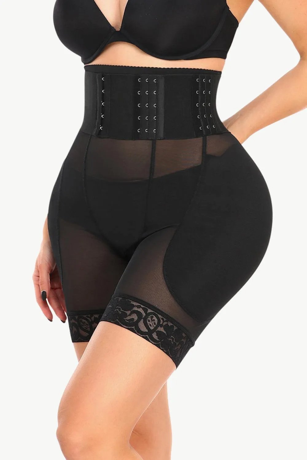 Full Size Breathable Lace Trim Shaping Shorts - Trendsi