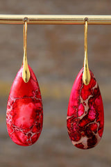 Handmade Teardrop Shape Natural Stone Dangle Earrings - Trendsi
