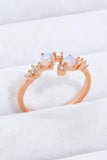 Natural Moonstone and Zircon Open Ring - Trendsi