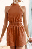 Halter Neck Tie Back Romper - Trendsi - Flyclothing LLC