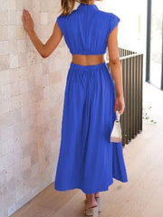 Cutout Mock Neck Sleeveless Dress - Trendsi