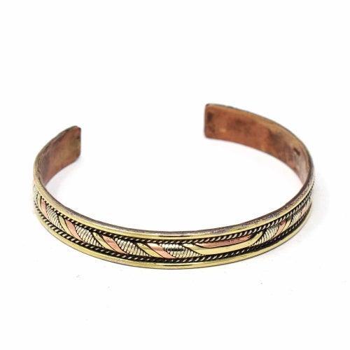 Copper and Brass Cuff Bracelet: Healing Twist - DZI (J) - DZI (J)