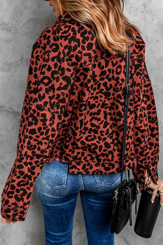 Leopard Print Raw Hem Jacket - Flyclothing LLC
