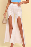 High-Rise Pull On Split Pants - Trendsi - Flyclothing LLC