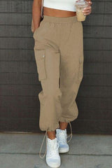Drawstring Elastic Waist Pants with Pockets - Trendsi