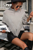 Turtle Neck Tassel Front Long Sleeve Pullover Sweater - Trendsi - Flyclothing LLC