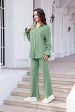 Drawstring Flounce Sleeve Shirt and Pants Set - Trendsi - Flyclothing LLC