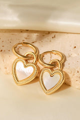 Inlaid Shell Heart Drop Earrings - Trendsi