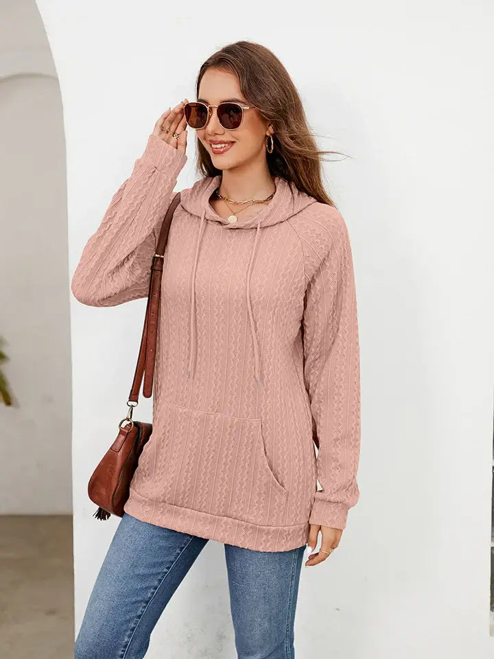 Raglan Sleeve Front Pocket Hoodie - Trendsi - Flyclothing LLC