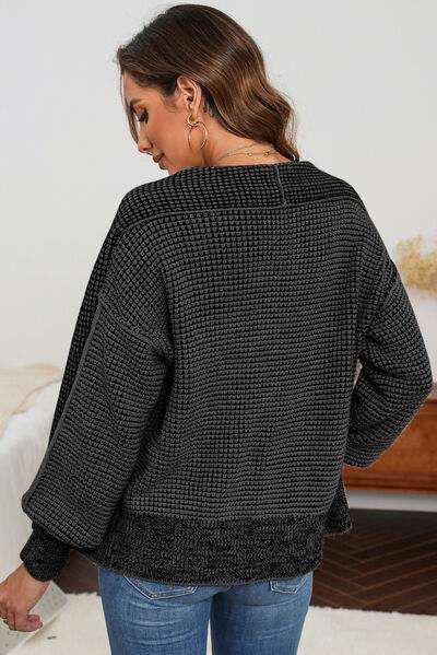 Waffle-knit Pocketed Open Front Cardigan - Trendsi - Flyclothing LLC
