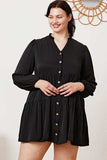 Ruffled Button Up Long Sleeve Tiered Shirt - Trendsi - Flyclothing LLC
