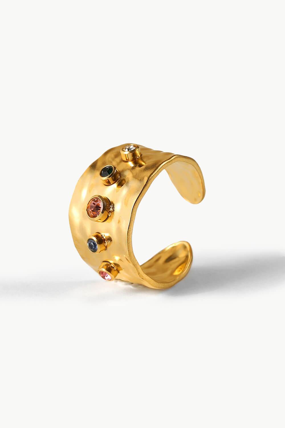 18K Gold-Plated Zircon Ring - Trendsi