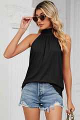 Tied Grecian Neck Tank - Trendsi - Flyclothing LLC