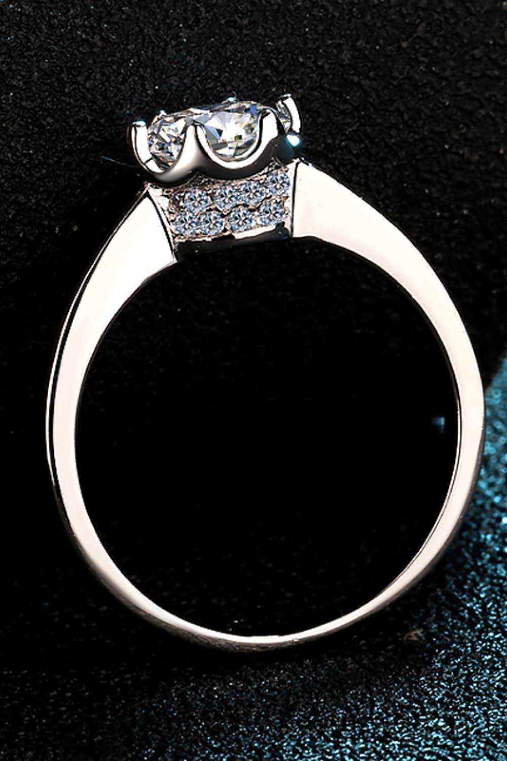 1 Carat Moissanite Rhodium-Plated Solitaire Ring - Trendsi - Flyclothing LLC