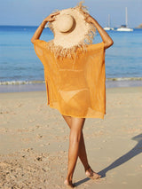 Openwork Flower V-Neck Short Sleeve Cover Up - Trendsi - Flyclothing LLC