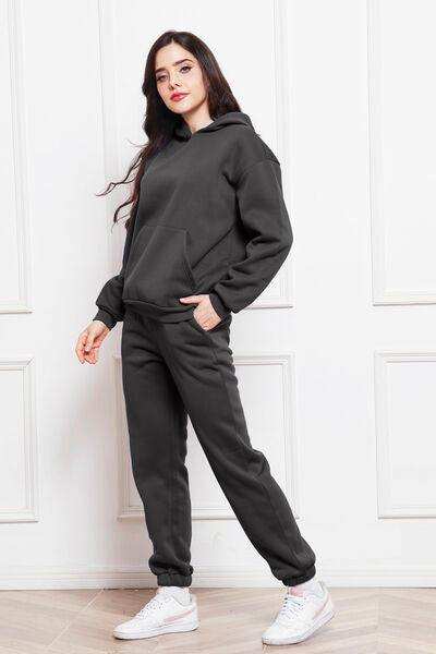 Drop Shoulder Long Sleeve Hoodie and Pants Set - Trendsi - Flyclothing LLC