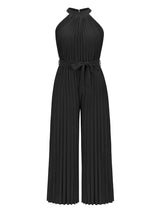 Cutout Tied Pleated Sleeveless Jumpsuit - Trendsi - Flyclothing LLC